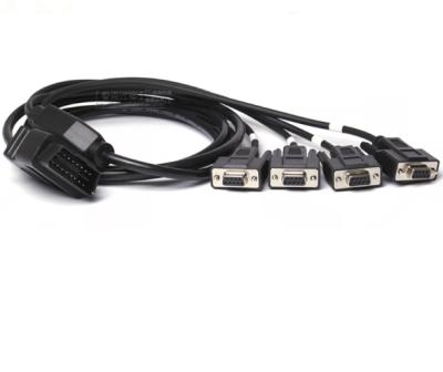 China Car RS232 Serial OBD2 CABLE 1 OBD 16PIN to Splitter 4 DB9 Cable for sale