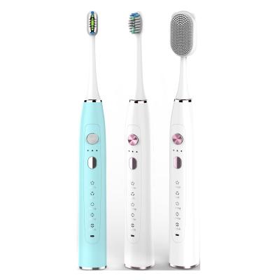 China Factory Battery Operated OEM Customized Best New Adult Auto Whitening Smart Oral Sonic Electric Toothbrush With Facial Brush for sale