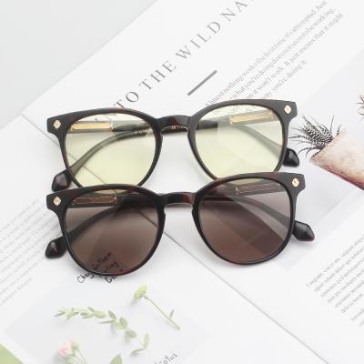 China 2022 Newest Fashion Trend Glasses Blue Light Customizable Dark Round Acetate Anti Blue Light Sight Blocking Glasses For Women Men for sale