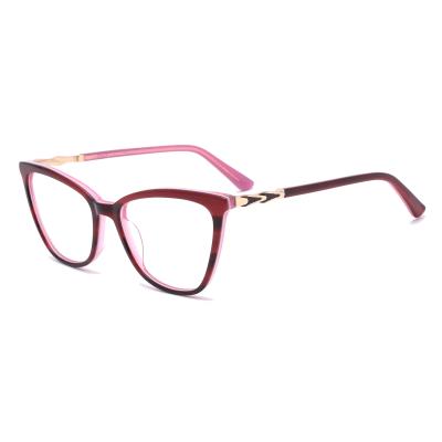 China New Unisex Fashion Metal+Acetate Glass Cat Eye Optical-frame Metal Acetate Glasses for sale