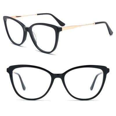 China New Arrival Metal Acetate+ Colored Metal Frame Acetate Glasses Unisex Cat Eye Glasses for sale