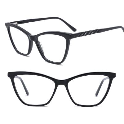 China Glasses Blue Light Blocking New Arrival Customize Glasses Cat Eye Acetate Optical Metal Sight Glasses for sale