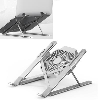 China Factory Directly Selling Adjustable Portable Adjustable Laptop Stand Aluminum Folding Laptop Desk Lift Stand with Fan for sale