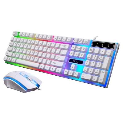 China Multimedia Keys Good price LED Colorful Lighting Professional Wired Colorful Mechanical Feel Gaming Keyboard + Optical Mouse Kit for sale