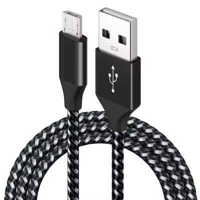 China Zwarte nylon vlecht micro USB naar USB type A kabel voor opladen en gegevensoverdracht Te koop