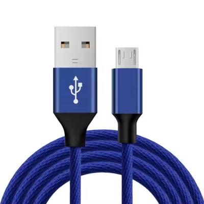 China Blue Woven Nylon USB A To USB Micro B Cable Mobile Phone Charging Custom Length for sale