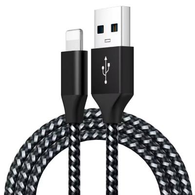 China Cable de Nylon preto entrelaçado Usb A para relâmpago à venda