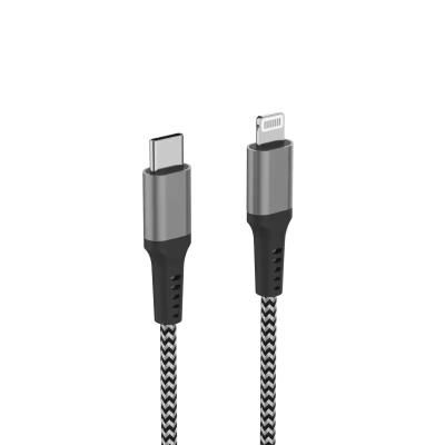 Cina Cable da fulmine a USB in nylon nero, Cable da fulmine a USB per iPhone in vendita