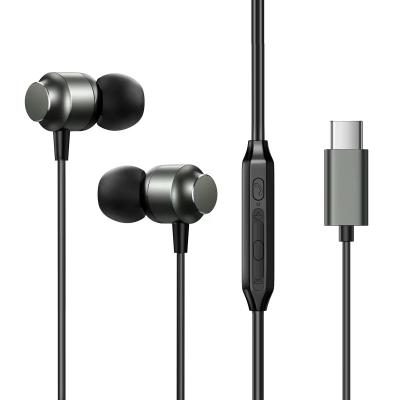 China Custom Logo Black C Type Wired Earphones , Volume Control Wired Usb C Earbuds for sale