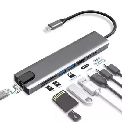 China USB C Puerto múltiple USB C Hub 6 en 1 a HDMI TF Lector de tarjetas SD USB Hub en venta