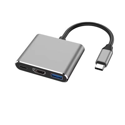 China ODM hub 3 en 1 estación de acoplamiento USB USB 3.0 de alta definición HDMI 4K fuente de alimentación de 100W en venta