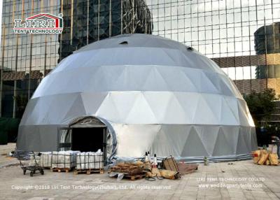 China 20m Diameter Geodesic Dome Tents With Silver Grey Cover And Glass Door for sale