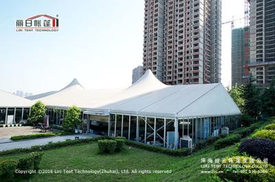 China 500 People Outdoor High Peak Tents With Hard Glass Wall for Auto Show for sale