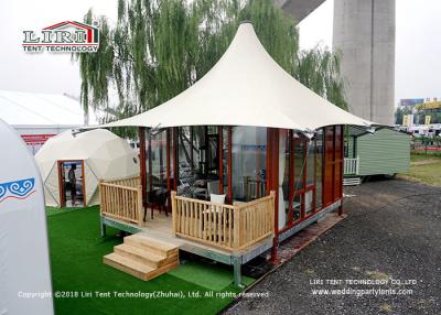 China High Peak 5m Width 2 People Luxury Glamping Tents With Wooden Flooring System for sale