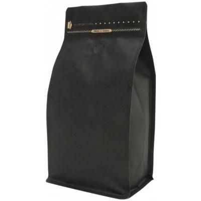 China Barrier 250g 500g Matt Black Bottom Box Coffee Bags With Zip And Valve for sale