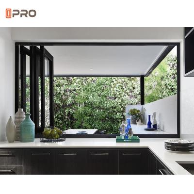 China Modern hot outdoor aluminum bifold sliding door track folding window UAE rate mounted ironing boardand cabinet windows for sale