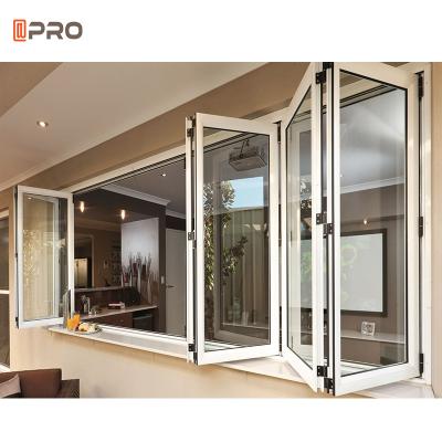 China Price Frameless Folding Screen China Horizontal Opening Type Fold Up Folding Aluminum Bi-folding Glass Window for sale