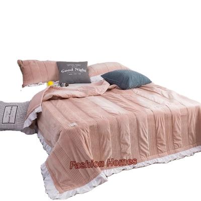 China Eco-friendly solid velor with ruffles comforter for recommendation for sale