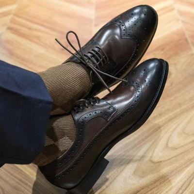 China Other New York Guide Fashion Hand Made Brogue Salmon Black Genuine Leather Formal Shoes For Wedding Work for sale