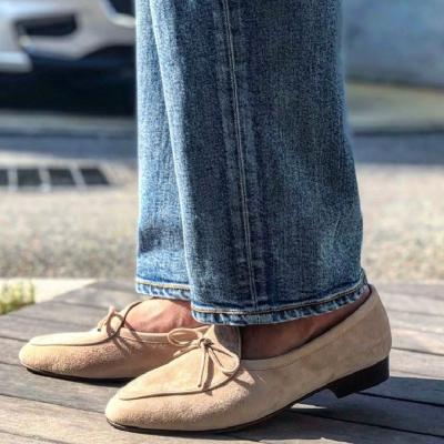 China High quality handcrafted other men's apricot suede slipper loafers cool fashion men's tassel leather casual shoes for sale