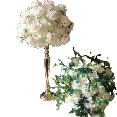 China High Simulation YJ china cheaper customize 60cm green forest decorative white artificial silk flower ball table centerpiece for sale