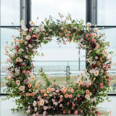 China High Simulation YJ 2.0m round wedding arch stand backdrop customize china pink artificial flower arch for wedding for sale