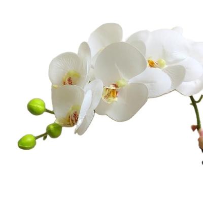 China High Simulation YJ china factory high quality 100cm white yellow orchids artificial flowers latex real touch flower arrangement for sale