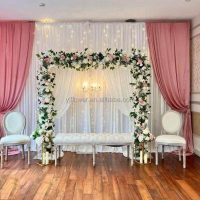 China High Simulation YJ 6.5ft wedding fancy rectangular arch backdrop red china cheaper customized rose artificial flower arch support for sale