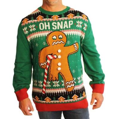 China Anti-wrinkle 2021 Holiday Winter Long Sleeve Cartoon Men's Custom Knitted Acrylic Ugly Christmas Sweater Customized for sale