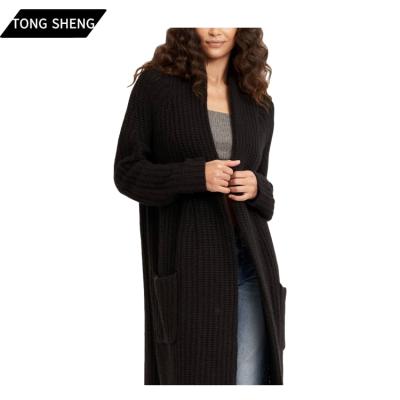 China Tong Sheng Plus Size Relaxed Fit Wholesale Open-Front Patch Pockets Anti-pilling Cable Knit Warm Women Cardigan Sweater for sale