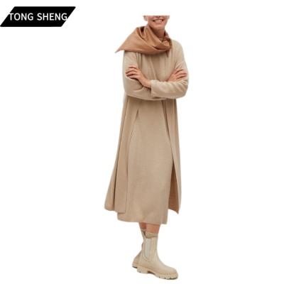 China Anti-Wrinkle Tong Sheng Ladies Luxury Dropped Shoulder Long Sleeve Straight Fine Knit Cashmere Cardigans Sweater for sale