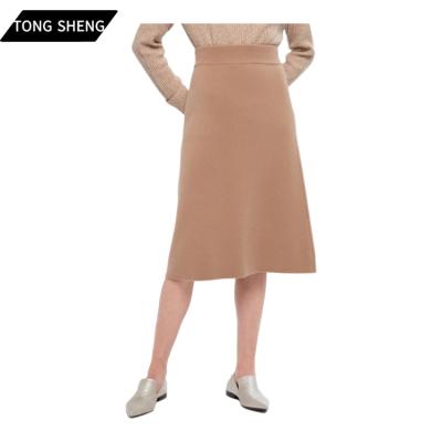 China Plus Size Autumn Winter Warm Knitted Long Elastic Band Skirt Tong Sheng Merino Wool Cashmere Knit Skirt For Women for sale