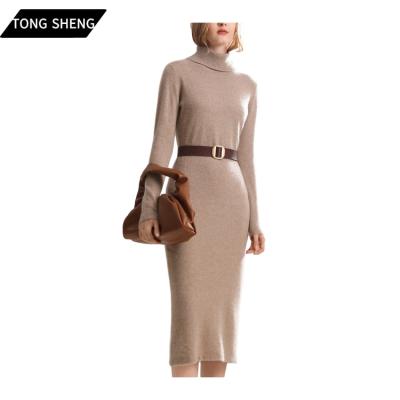 China Tong Sheng Cashmere Knit Sweater Dress Turtle Neck Long Sleeve Anti-Wrinkle Casual Plus Size Knitted Sweater For Women for sale