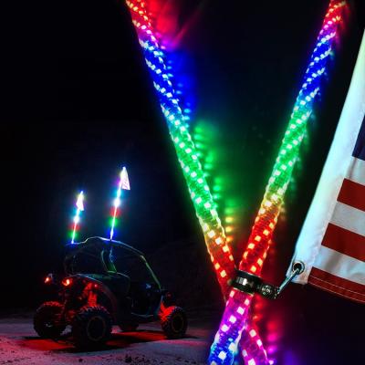 China New Polycarbonate Spiral 3ft Led Whip Light Phone App Control Chasing Dream Color Led Whip For UTV for sale