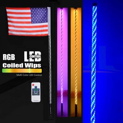 China Flexible Tube 3ft RGB Color Whip Lights With App Control Strong PVC Tube Lighting ATV Flag Whip Antenna For Vehicle for sale