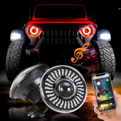 China Hi/Lo Beam 2021 New DC 12V Car Angel Eyes High Low Beam DRL 7 Inch Round Led Headlight For Jeep Wrangler Jl Jk for sale