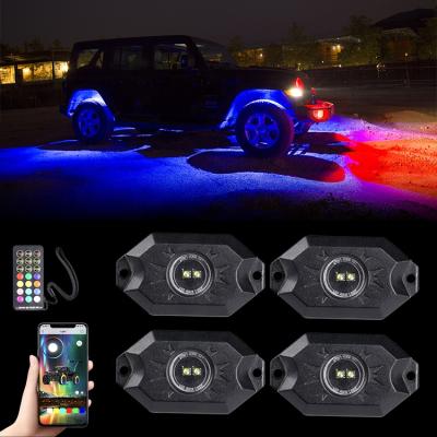 China For Truck RGBW Color Rock Offroad Lights For 12V LED Underglow Offroad Waterproof Light For Truck 4/6/8/10/12 Pods for sale