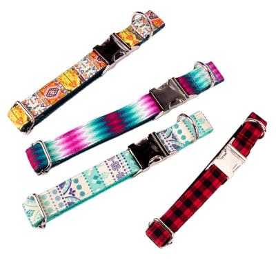 China Colorful DETACHED Soft Designer Pet Collar With Luxurious Metal Silver Buckle Jacquard Pattern for sale