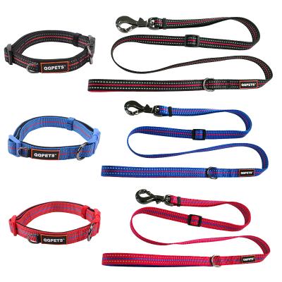 China Custom Nylon Fabric DETACHED Pet Collars With Reflective Neoprene Dog Collar Puppy Collar Leash Set for sale