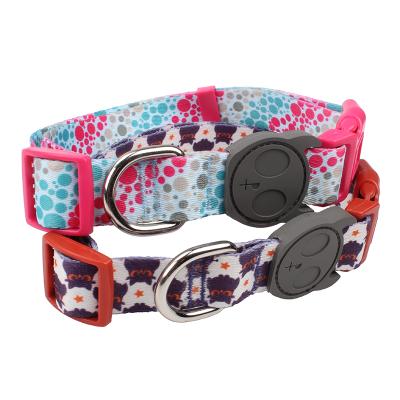 China Custom Free Design Unique Logo Fashion Polyester Training Pet Rubber Dog Collar Luxury Gift Viable for sale