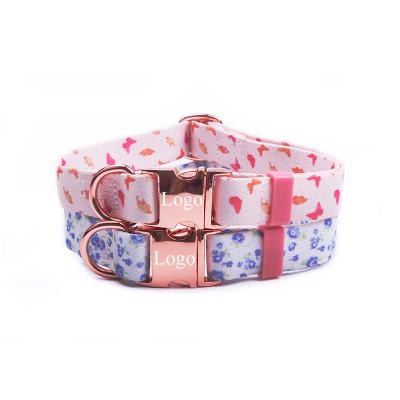 China BREAKPOINT Engrave Slogen Pet Accessories Hardware Buckle Printed Flower Dog Neck Collar Wholesale for sale