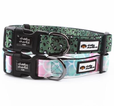 China Custom Padded Neoprene Dog Collar Sublimation Printing Logo Soft Padded Adjustable Pet Collar Manufacturer for sale