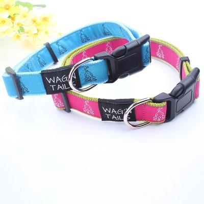 China Small Viable Woven Dog Pink Blue Puppy Collar With Custom Logo High Quality Nylon for sale