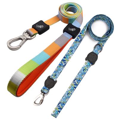 China Durable Soft Padded Long Pet Lead Stylish Shiny Polyester Pet Training Products Walking Leash for sale