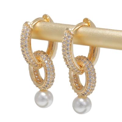 China FASHIONABLE women's jewelry 6-8mm pearl wedding QIJU pearl circle earrings classic bling earrings for sale