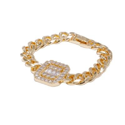 China Hot Selling CLASSIC Trendy Fashion Bangle Bracelet With 18K Gold Plated Link Chain Bracelet for sale