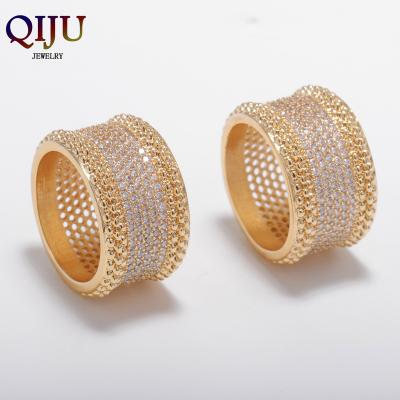 China FASHIONABLE European American 18k Gold Plated Ring Creative Zircon Ring For Gift Round Shape Cubic Zircon Ring Copper for sale