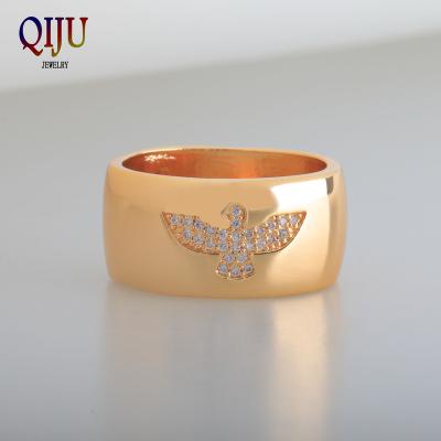 China FASHIONABLE Stylish Crystal Zircon Jewelry Gold Plate Bird Rings Shape Male Couples Ring for sale