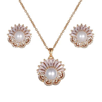 China Romantic Jewelry Set For Women Wedding Necklace Ring Birthday Gift Pendant Bead Wand Earrings for sale