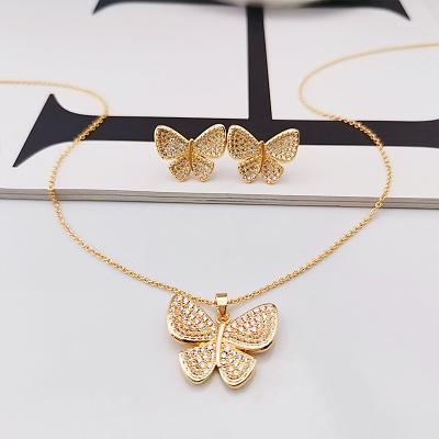 China TRENDY Fashion Butterfly Jewelry Set Gold Plated Fashion Necklace Earring Jewelry for sale